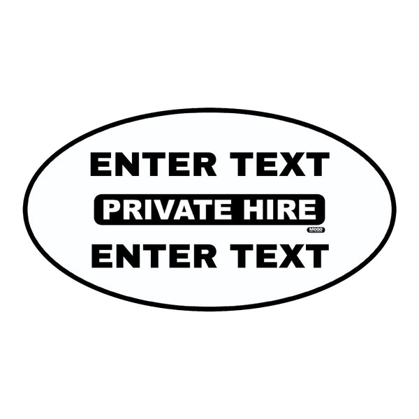 Customisable Oval Taxi Door Sign - Standard - Taxi and Private Hire Products By MOGO
